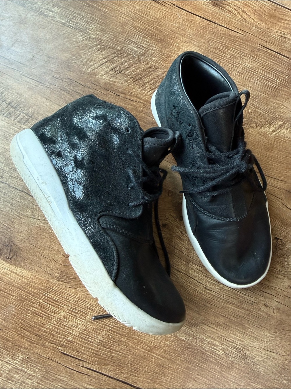 Nike Black Leather Air Jordan Sneaker with Red Insole